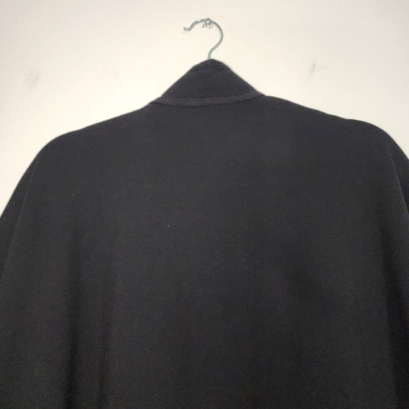 St John Black Wool Poncho Knit cape Minimalist Lagenlook Neutral Luxury luxe - Picture 4 of 15